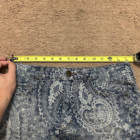 Free People Paisley Cut Off Denim Shorts Size 25 - Picture 5 of 7